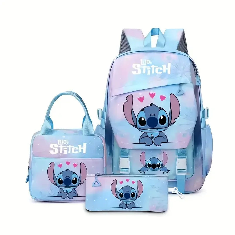 Ensemble sac à dos Stitch - Cœurs sur Fond Bleu