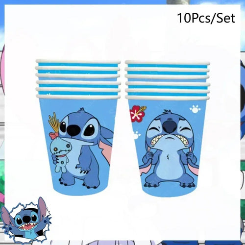 Lot de 10 gobelets Stitch - Bleus avec Poupée