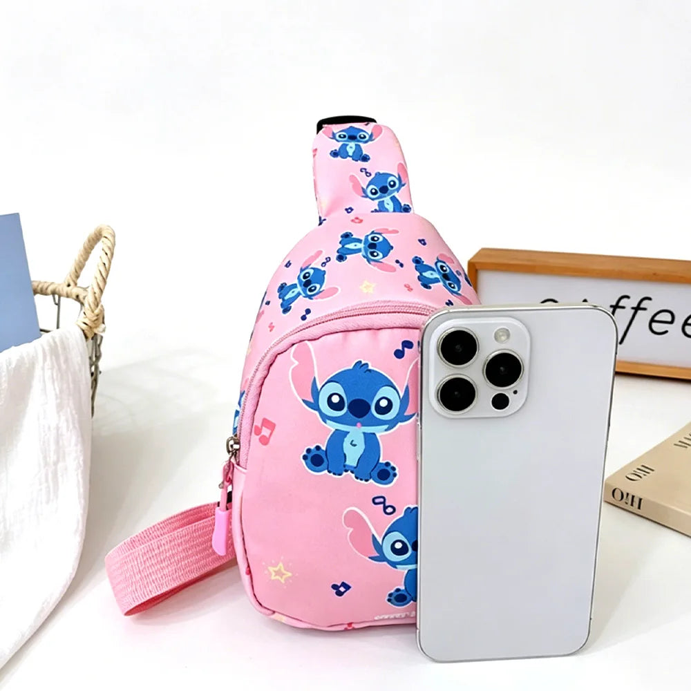 Lot de 3 sacs poitrine Stitch - Bleu Rose et Vert