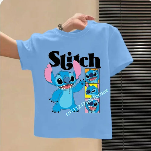 T-shirt Stitch Bleu Et Portraits en Vignettes