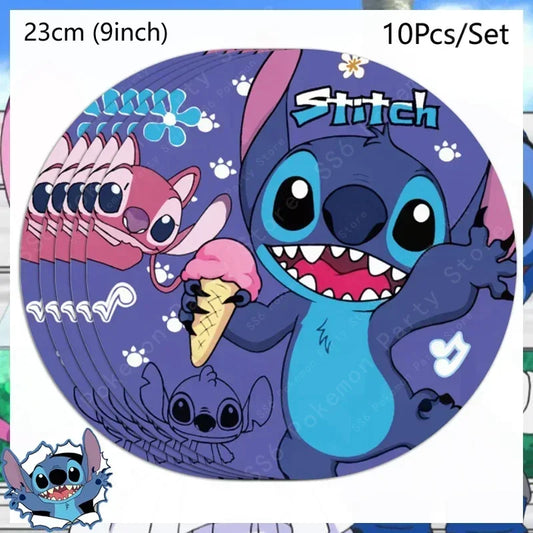Lot de 10 assiettes Stitch et Angel - Glaces 23 cm