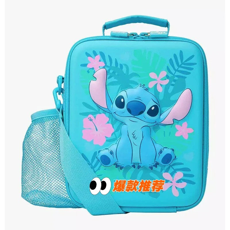 Sac repas Stitch - Turquoise et Fleurs Roses