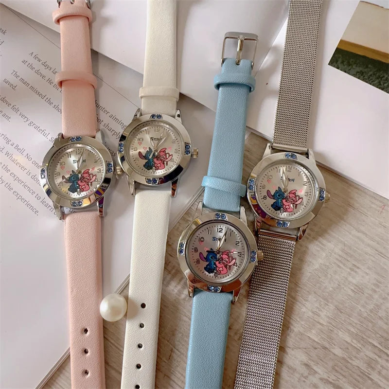 Montre Stitch et Angel - Bracelet Rose