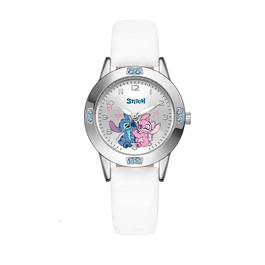 Montre Stitch et Angel - Bracelet Blanc