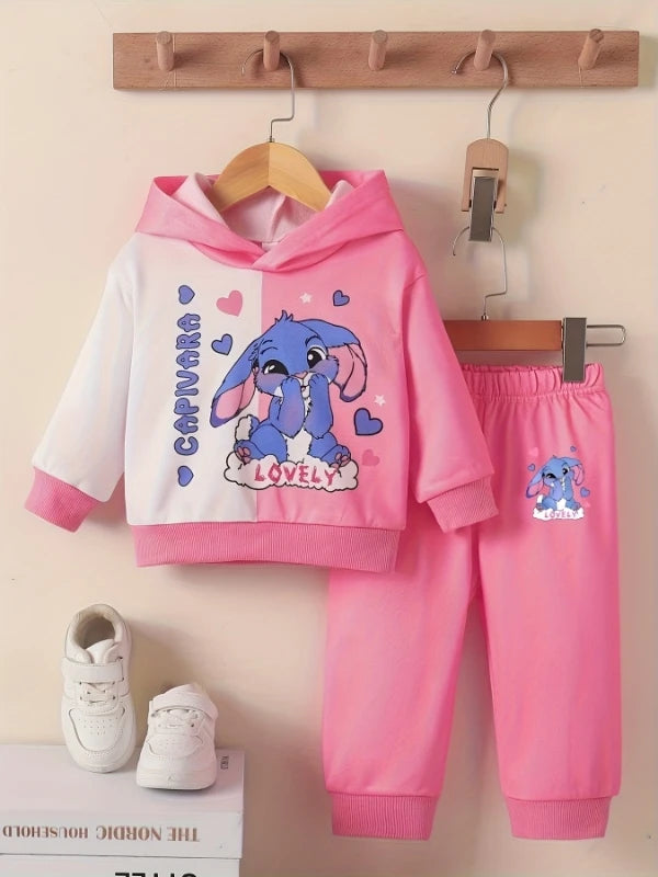 Ensemble bébé Stitch - Sweat à Capuche et Pantalon Roses
