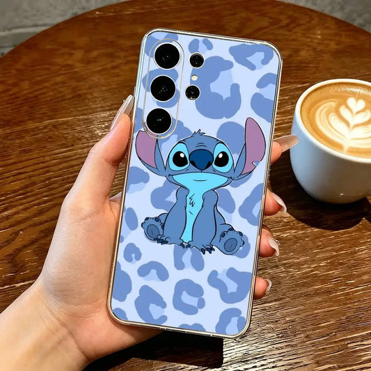 Coque Samsung Stitch - Fond Tacheté Bleu