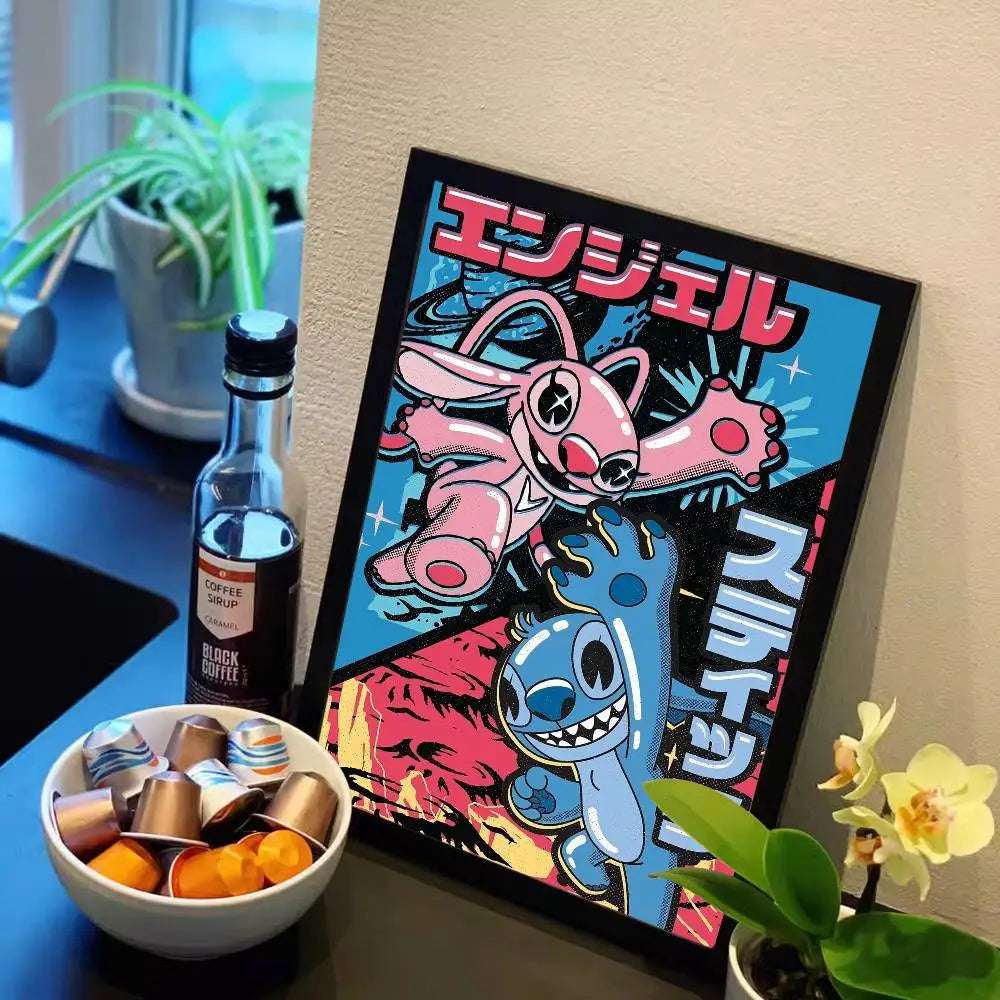Affiche Stitch et Angel - Graphisme Japonais