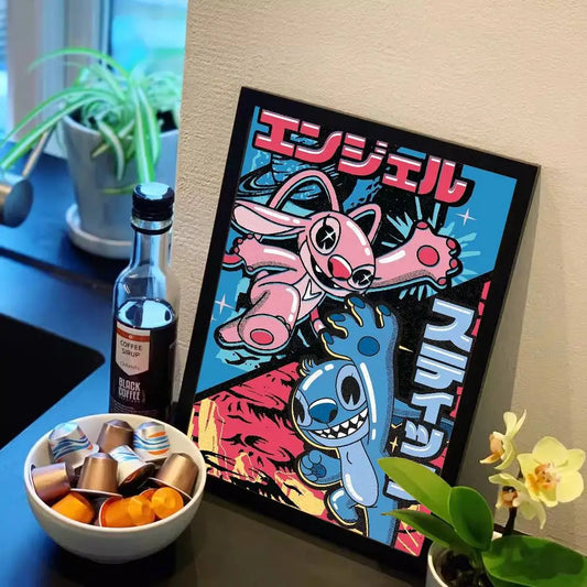 Affiche Stitch et Angel - Graphisme Japonais