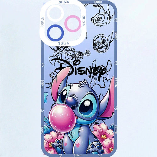 Coque Samsung Stitch - Bulle Rose et Fleurs