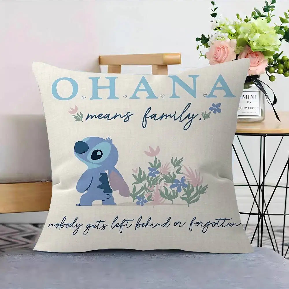 Housse de coussin Stitch - Ohana et Fleurs