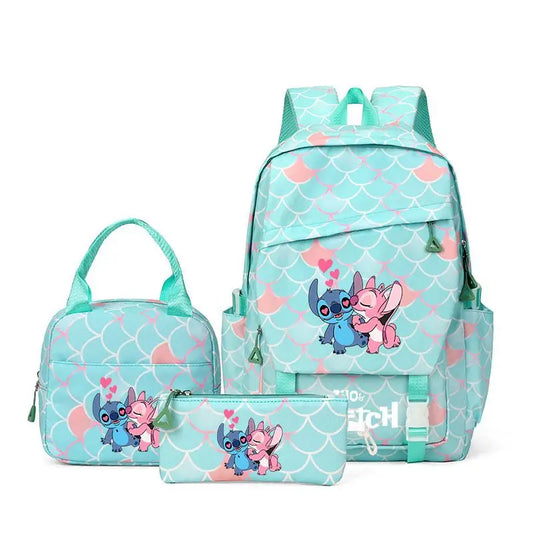 Ensemble sac à dos Stitch et Angel - Bisou à Écailles Turquoise