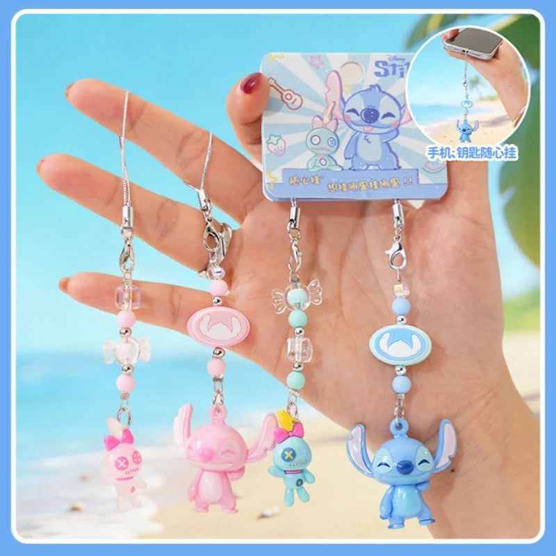 Bijou de téléphone Stitch - Poupée et Perles Vertes