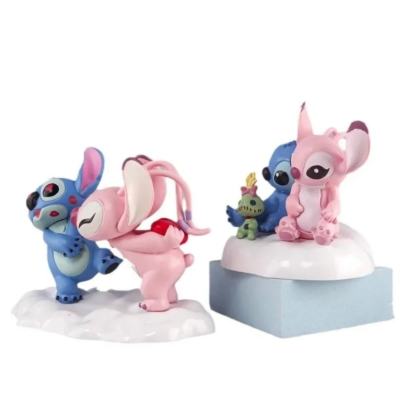 Figurines Stitch et Angel - Danse sur Socle Blanc