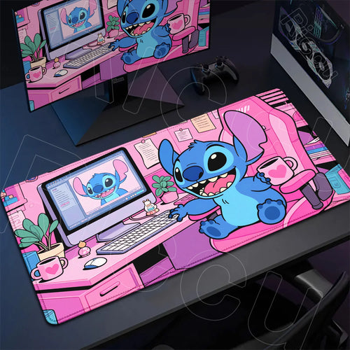 Tapis de souris Stitch - Bureau Gamer Rose