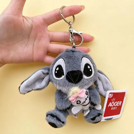 Porte-clés Peluche Stitch Gris avec sa Poupée