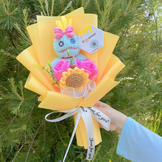 Bouquet avec peluche Poupée de Lilo - Tournesol et Emballage Jaune