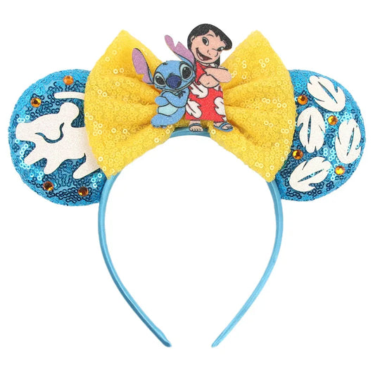 Serre-tête Lilo Tenant Stitch avec Nœud Jaune