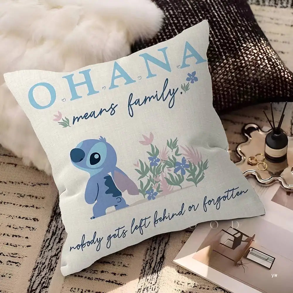 Housse de coussin Stitch - Ohana et Fleurs