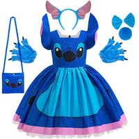 Robe avec Gants et Nœud Bleu