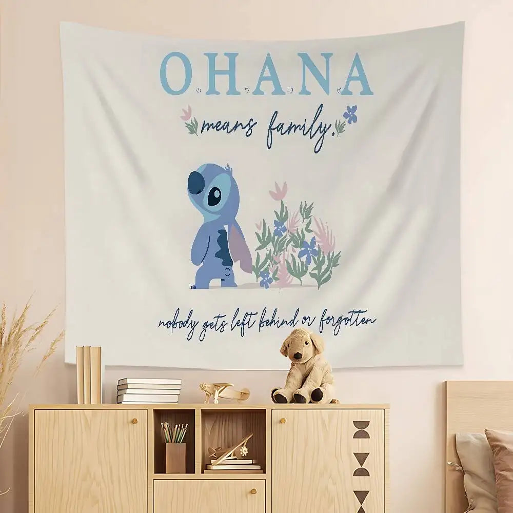 Tenture murale Stitch - Ohana et Fleurs