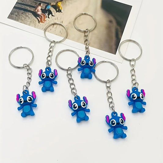 Lot de 10 porte-clés Stitch Silhouettes Bleues