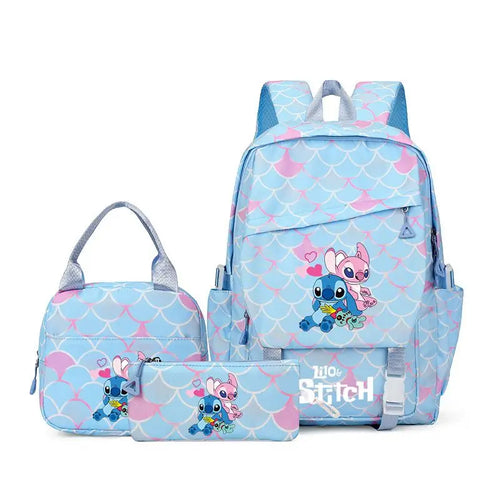 Ensemble sac à dos Stitch et Angel - Superposés à Écailles Bleues