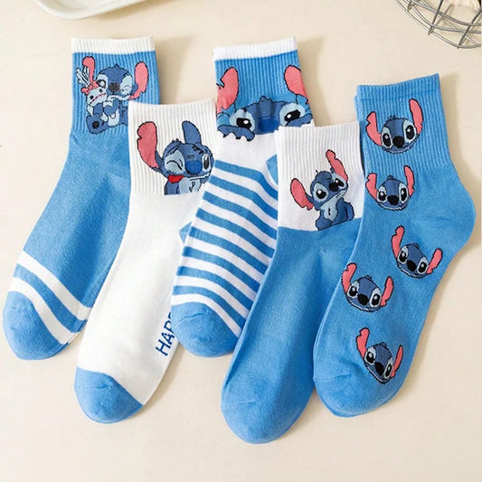 Lot de 5 paires de chaussettes Stitch - Assortiment Bleu