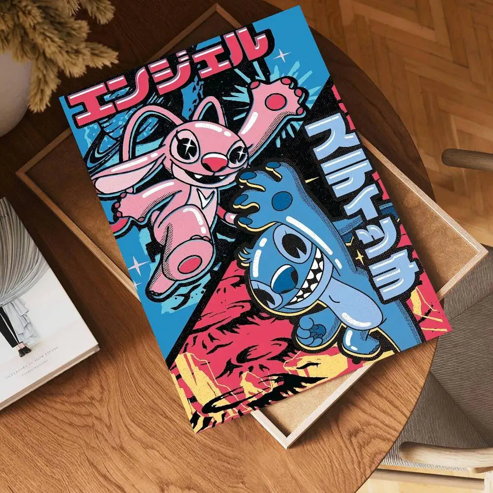 Affiche Stitch et Angel - Graphisme Japonais