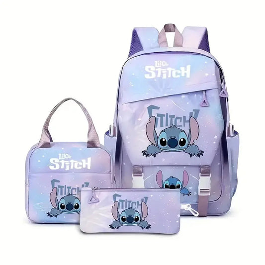 Ensemble sac à dos Stitch - Accoudé sur Fond Violet Étoilé