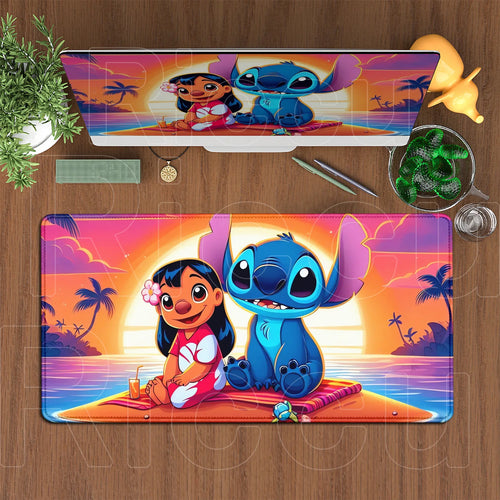 Tapis de souris Lilo et Stitch - Assis au Coucher du Soleil
