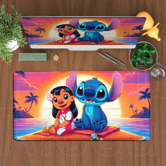 Tapis de souris Lilo et Stitch - Assis au Coucher du Soleil