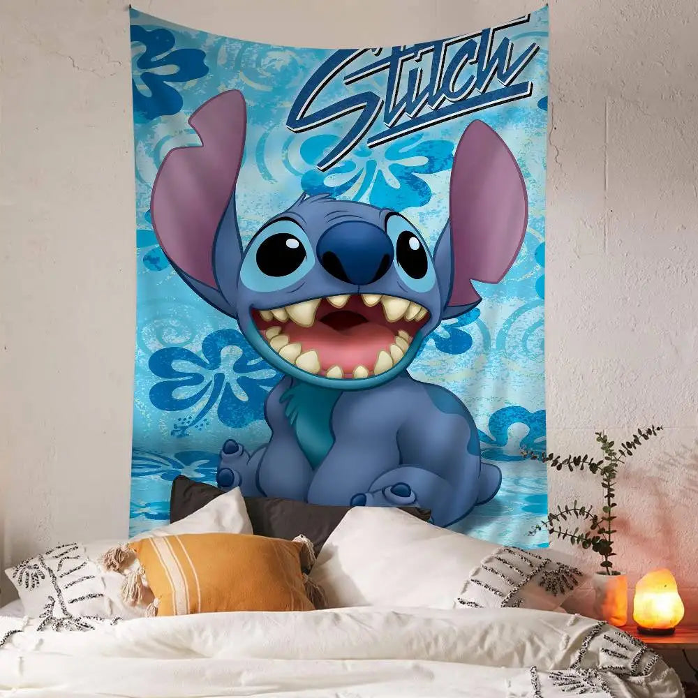 Tenture murale Stitch - Hibiscus Bleus