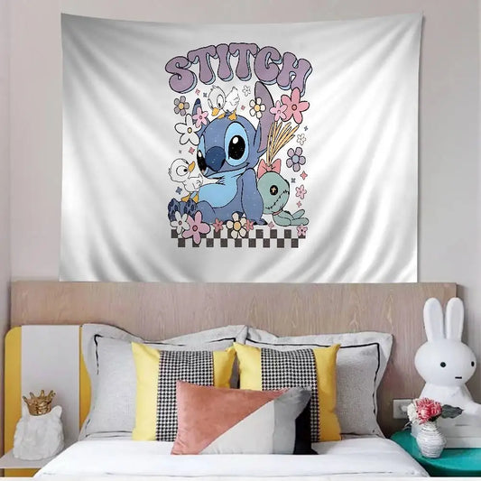 Tenture murale Stitch - Poupée et Damier Fleuri