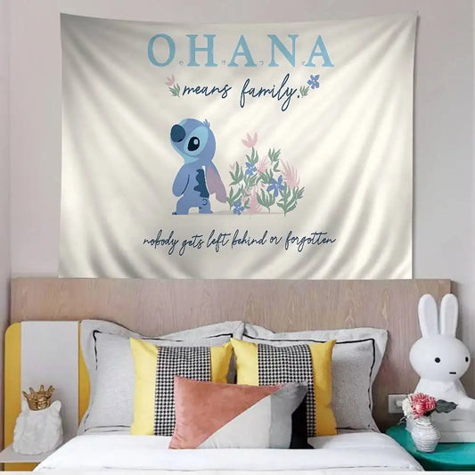 Tenture murale Stitch - Ohana et Fleurs