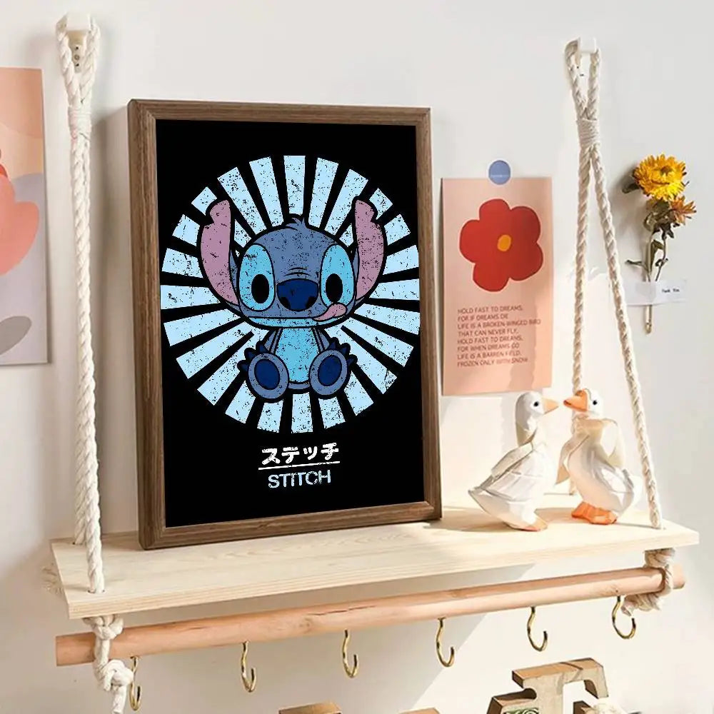 Affiche Stitch - Rayons sur Fond Noir