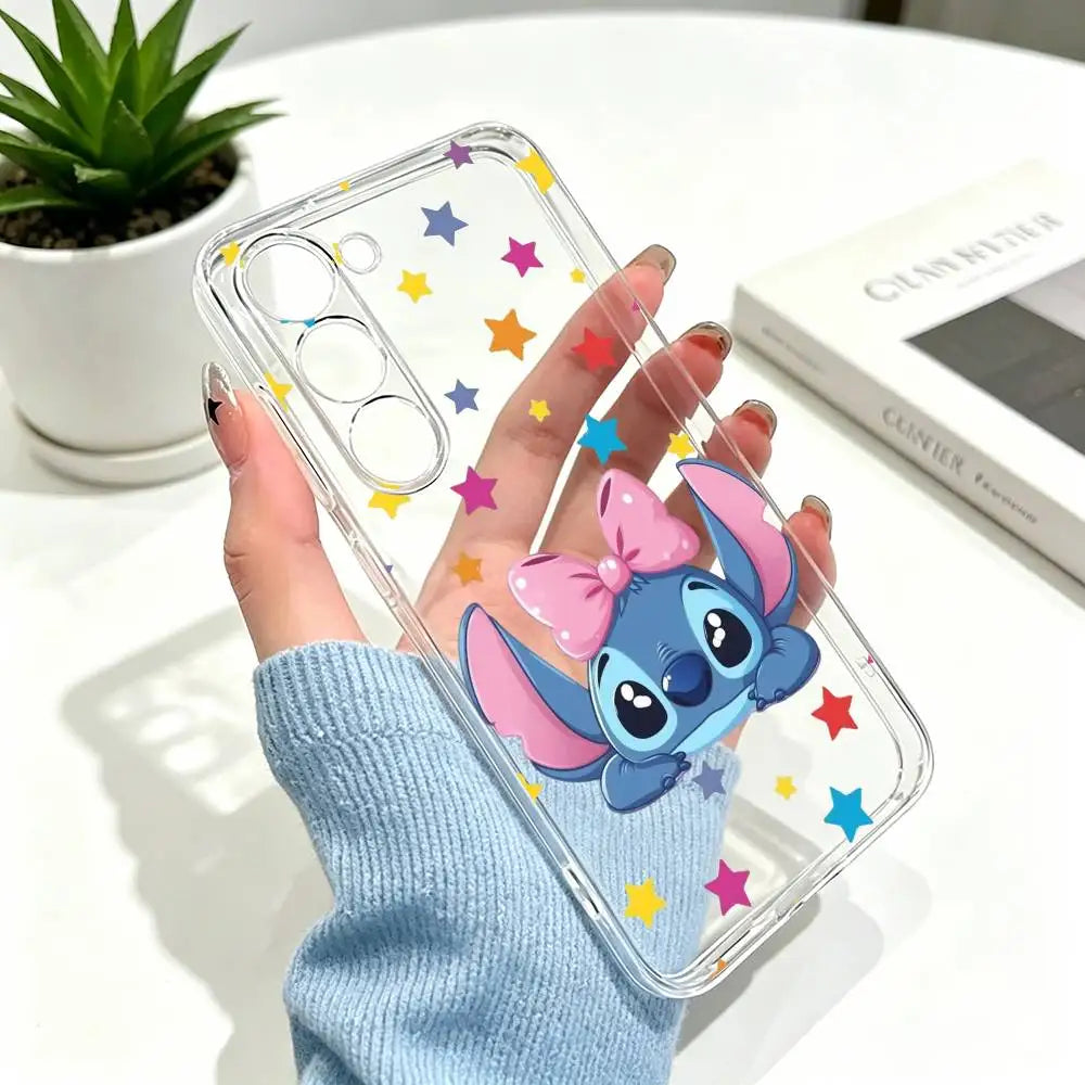 Samsung Galaxy A Hülle Stitch - Rosa Schleife und Sterne