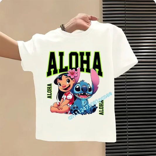 T-shirt Lilo et Stitch Blanc Aloha