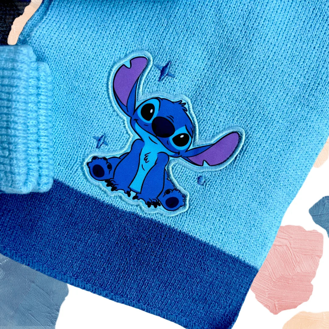 Ensemble bonnet écharpe et gants Stitch - Bleu