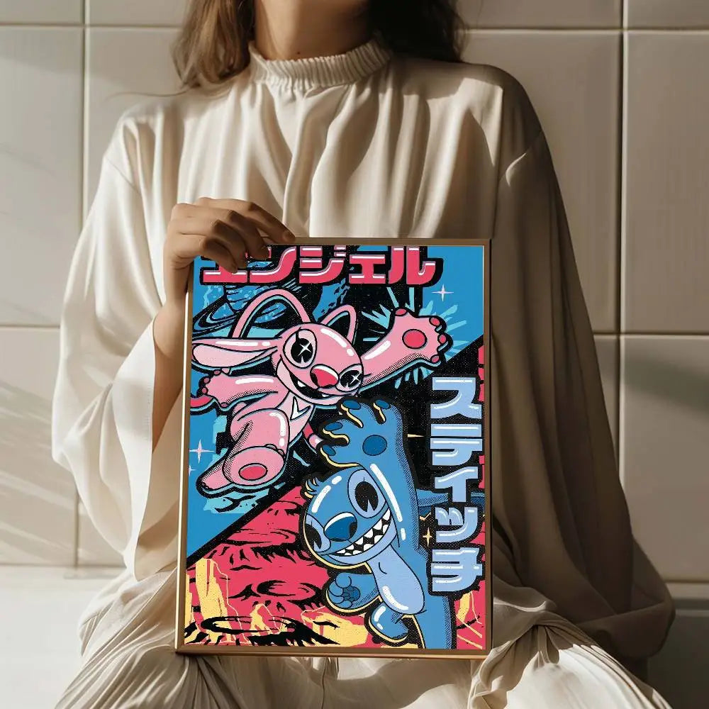 Affiche Stitch et Angel - Graphisme Japonais