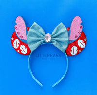 oreilles Stitch Nœud Bleu Satiné