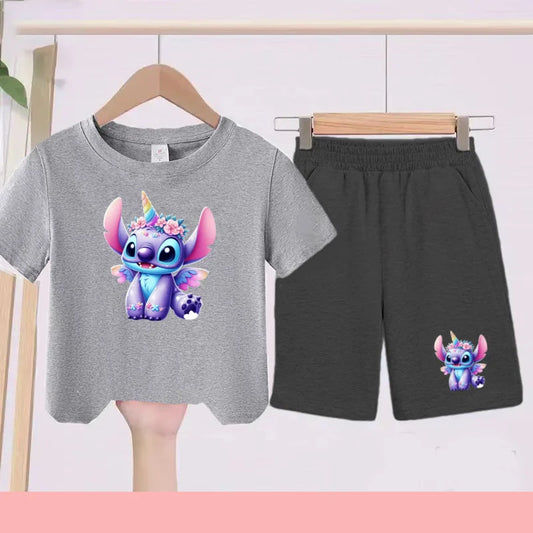 Ensemble Stitch - Licorne avec Haut Gris et Short Noir