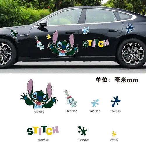 Autostickers Stitch - Foliage en gekleurde letters