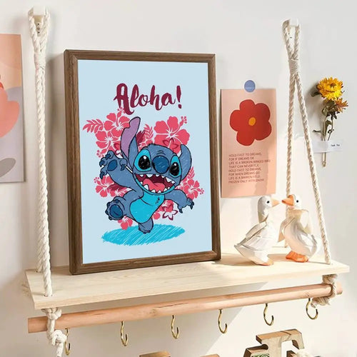 Affiche Stitch - Aloha et Hibiscus
