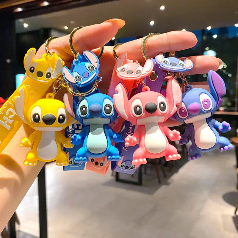 Porte-clés Stitch Jaune avec Figurine et Dragonne