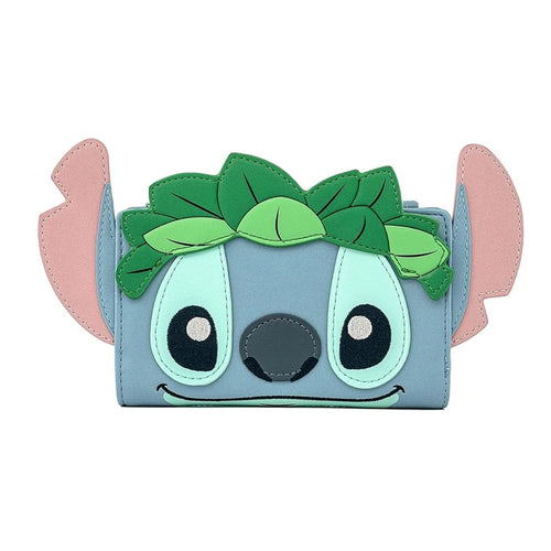 Petit portefeuille visage Stitch - Tenue de Hula